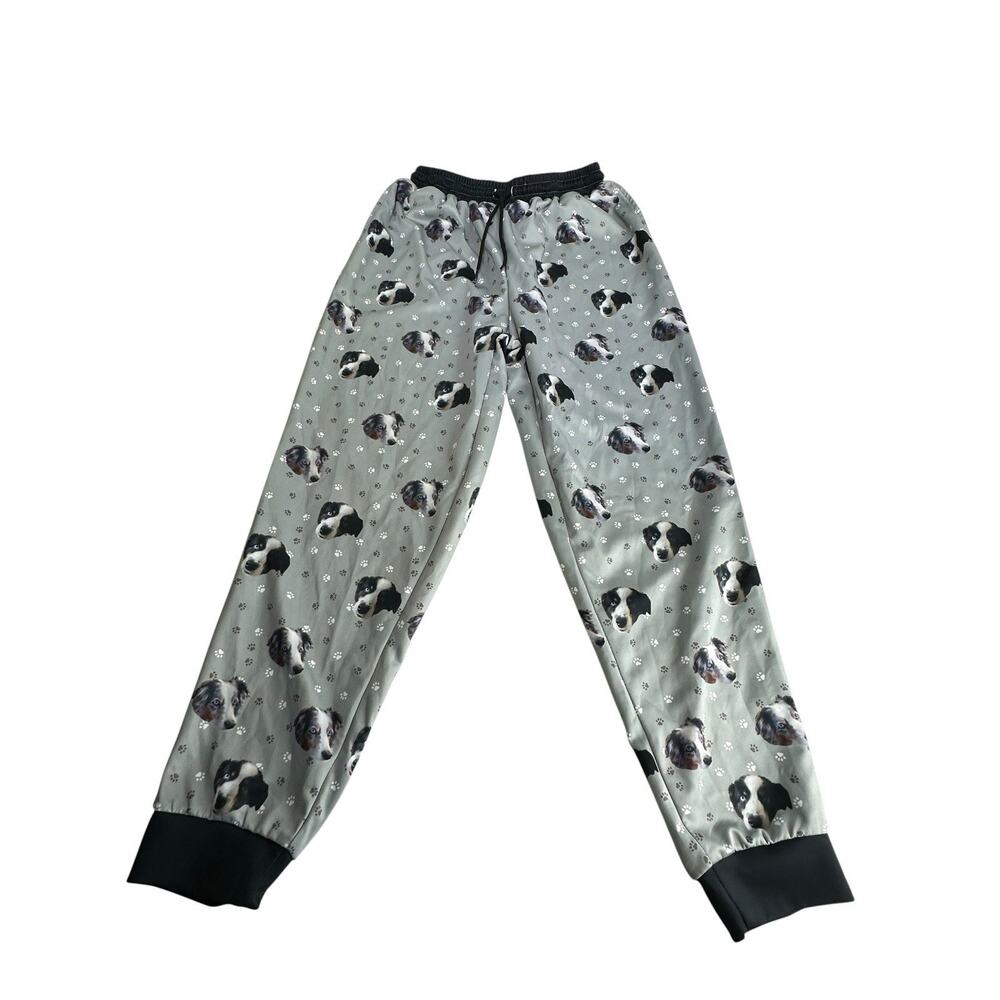 Cuddle Clones Pet Face Pajamas Australian Shepherd Dog Print Lounge Pants M